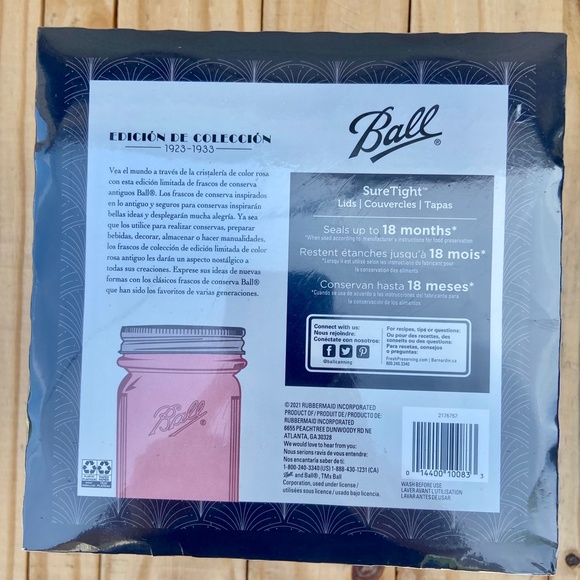 Set of 2 ROSE PINK vintage style Ball Mason jar, QUART Size - NEW!  Glass Vase - Picture 10 of 12